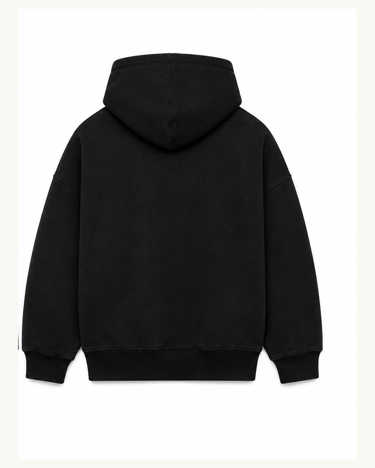 Back view of Jet Black Chest Logo Zip Hoodie